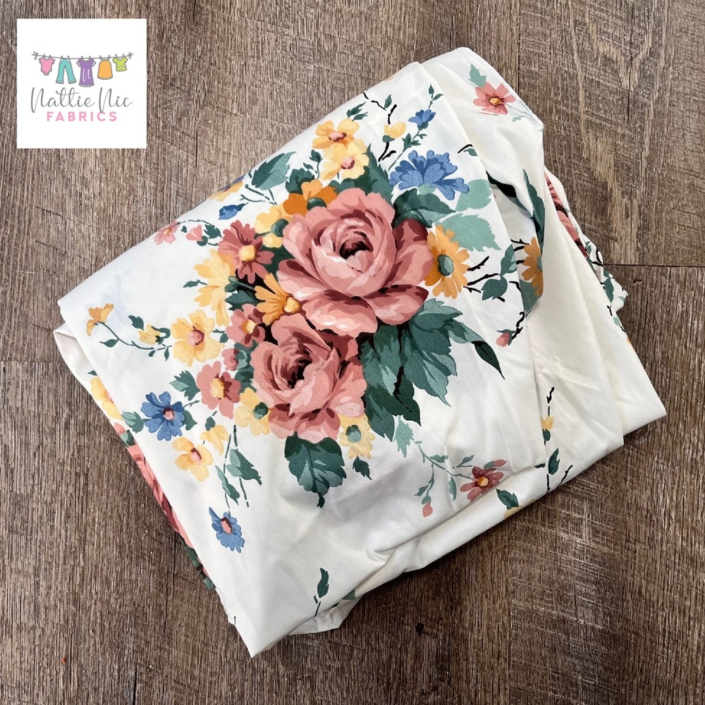 Vintage Large Floral Twin Size fitted sheet Springs‎